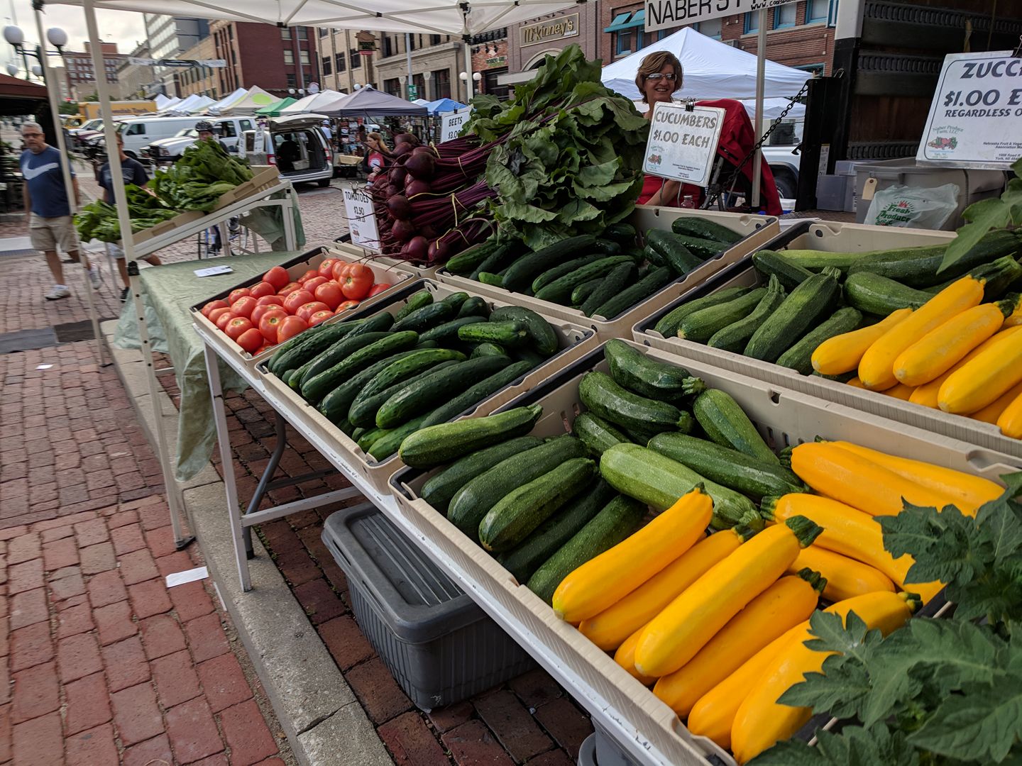 produce on display at farmers market